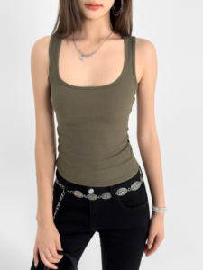 Camiseta sin mangas de algodón de alta elasticidad con cuello cuadrado, ajustada, sexy, deportiva, para <span class=keywords><strong>mujer</strong></span>, top de verano con <span class=keywords><strong>tirantes</strong></span> para chica - Product Image 3