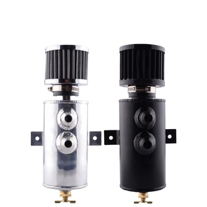 Réservoir de récupération d'huile en aluminium à déflecteurs de 750 ml avec soupape de vidange et filtre, 2 ports 10AN, pour huile, liquide de refroidissement et carburant - Product Image 1