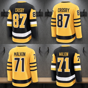 Pittsburgh Penguins Eishockey-Trikot # 87 Crosby # 71 Malkin Herren-Langarmshirt aus atmungsaktiver, antibakterieller und UV-beständiger Baumwolle/Bambus - Product Image 3