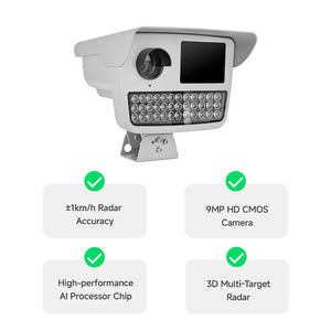 Cámara de Control de Velocidad por <span class=keywords><strong>Radar</strong></span> Fija Signalway con Reconocimiento de Matrículas, Sensor CMOS de 9MP, Clasificación IP67 - Product Image 4