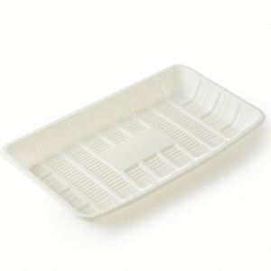 Bandeja Desechable Biodegradable de Almidón de Maíz para Comida de Fiesta, Ecológica, Blanca, para Llevar, 20.3x20.3cm - Product Image 1