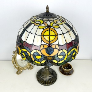 Longhuijing for Style 16 Inch Dome Sunshade Eco-Friendly Flexible Simple Vintage Stained Glass Resin Base LED Adjustable Bedroom - Product Image 5