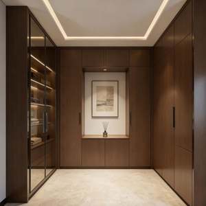 American Standard Modern Custom Walk-In Wardrobe Integrated LED Lighting & Multi-Zone Storage With Built-In <b>Desk</b> & Bench - Product Image 5