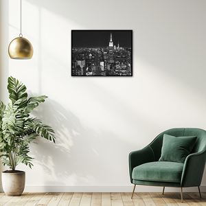 Symphonie nocturne urbaine, paysage moderne à l'aquarelle, <span class=keywords><strong>art</strong></span> mural avec cadre lumineux, 40x50cm - Product Image 3