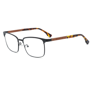 Mới nhất siêu nhẹ kinh doanh của nam giới kim loại kính quang học khung bằng gỗ đền vuông khung kính quang học 2023 - Product Image 3