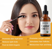 Kit de soin capillaire à l'huile de ricin pure pressée à froid à 100 %, hydratant pour la peau et les cheveux, huile de ricin pour la croissance des cheveux, des cils et des sourcils