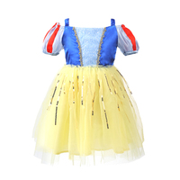Blau-Gelbes Kontrast-Pailletten-Kleid Prinzessin Weihnachten Schneewittchen Festkleid für Mädchen Kinderkostüme Partys
