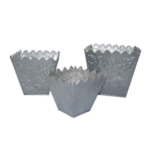 <b>Decorative</b> Vintage Rectangular Metal Zinc Galvanised Patina <b>Flower</b> Pot Garden Planters - Product Image 4