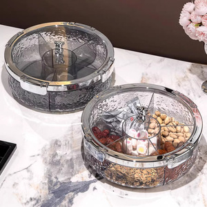 Round Candy Box With Lid 1-3L Glass Storage Container For Snacks Dried Fruits Coffee Table Fruit Platter - Product Image 2