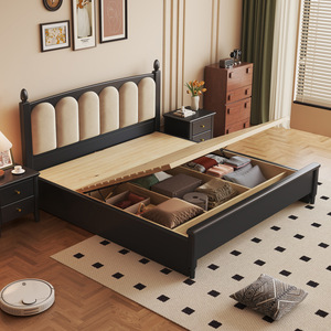 <span class=keywords><strong>Letto</strong></span> Matrimoniale Vintage Francese in Legno Massello Imbottito, Misure 1.5m 1.8m, Stile Americano con Colonna Romana, Antico, Non Pieghevole, per Camera Padronale - Product Image 4