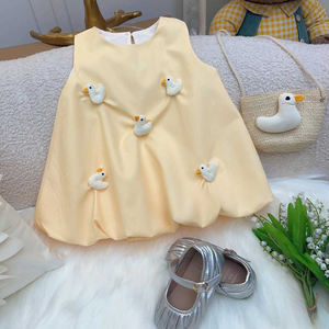 新しい人気のサマーキッズスーツ2pcsノースリーブドレスショーツ漫画ラブリープリンセスガールズ服セット - Product Image 2