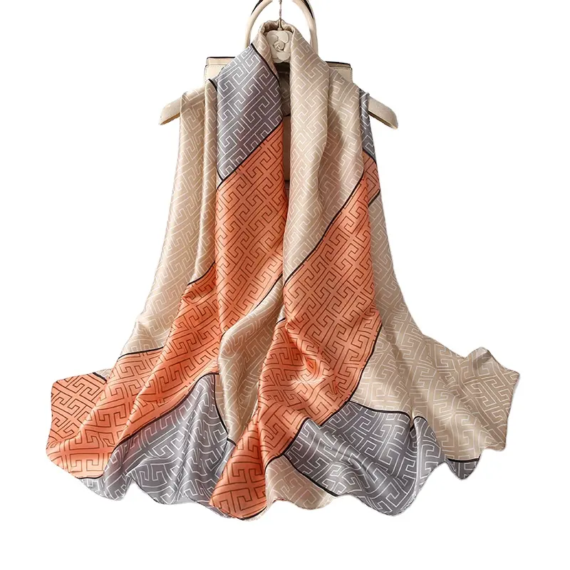 Bufanda de seda con diseño de marca personalizada, bufanda de marca grande con impresión Digital, nueva moda, 2022