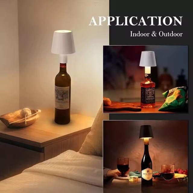 Portable Wireless Rechargeable Touch Table Lamp Adjustable Length Flexible Waterproof Design Wine Bottle Design Assembled Light