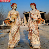 Statue érotique en marbre blanc grandeur nature pour jardin extérieur avec Sculpture léopard