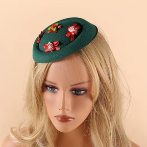 Hot Sale Christmas Day <strong>Small</strong> Headwear for Girls Wholesale Velvet Christmas Festival Party <strong>Fascinator</strong> for Women - Product Image 3