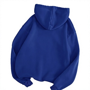 เสื้อสเวตเชิ้ตมีฮู้ดทรงโอเวอร์ไซส์สำหรับผู้หญิง สีพื้น ผ้าฝ้ายถัก มีกระเป๋า เสื้อกันหนาวแบบสวมใส่สบาย ความยาวปกติ เสื้อฮู้ดผู้หญิง - Product Image 2