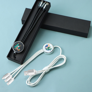 Hot bán năm mới vui vẻ giáng sinh biểu tượng tùy chỉnh Quà tặng khuyến mãi Set nylon bện 3-in-1 Micro USB <span class=keywords><strong>Type</strong></span>-<span class=keywords><strong>C</strong></span> Cable với Led Logo - Product Image 4