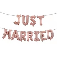 Décoration de fête de mariage, ballons Just Married, ballons en feuille de 16 pouces à suspendre, bannière de lettres pour les décorations d'événements de mariage