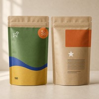 Sachet alimentaire personnalisé en papier kraft imprimé, pochette verticale refermable avec fermeture éclair pour aliments