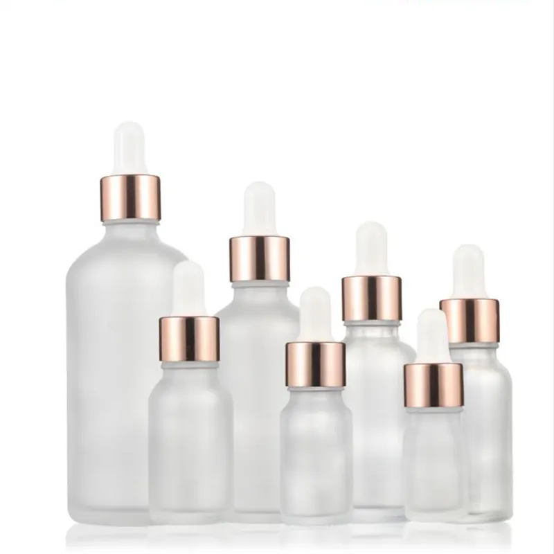 kundenspezifisch leer 5 ml 10 ml 30 ml 50 ml 100 ml Frostglas-Tropfflasche für Ätherisches Öl Verpackung mattierte Glasflasche