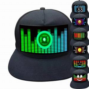 Gorra de Béisbol Negra con Luces LED, Activación por Voz, Música y Luz, Novedosa Gorra Luminosa para Fiestas - Product Image 4