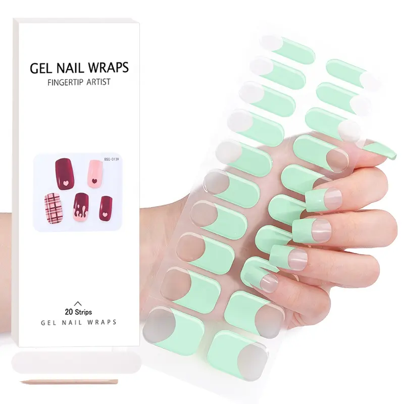 Semi cured UV Gel Nail Stickers 20 Real Gel Nail Polish Adhesive Full Wraps Strips