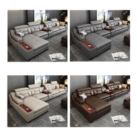 Canapé d'angle en cuir microfibre intelligent de style nordique avec haut-parleur Bluetooth, 7 places, mobilier de salon de luxe en gros