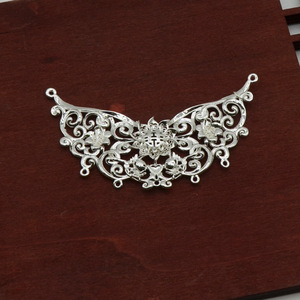 Pendentif Double Bonheur creux plaqué cuivre, or et argent pour coiffure de mariage Hanfu, accessoires de coiffure de mariée - Product Image 2