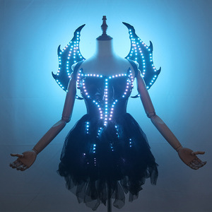 Vestido con alas de diablo iluminadas con LED, disfraz de demonio brillante para cosplay, Halloween, actuaciones en escenario - Product Image 2