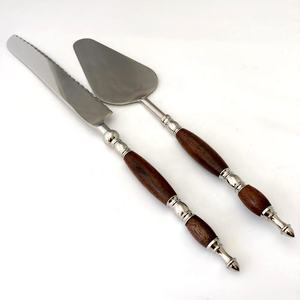 Cortador de pasteles y servidor, juego de servidor de pasteles de boda plateado con acabado negro, diseño de bambú de acero inoxidable, juego para servir pasteles con mango - Product Image 3