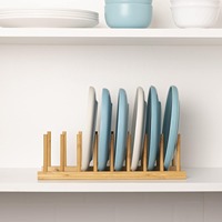 Égouttoir à vaisselle vertical en bambou pour placard, support de rangement pour assiettes
