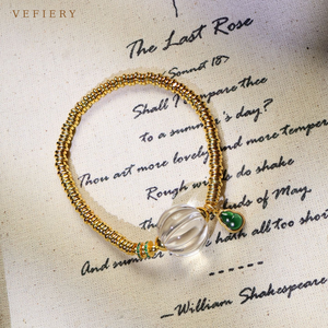 Pulsera Elástica de Cuarzo Transparente Tallada a Mano con Cuentas de Melón y Detalles Decorativos para Mujer, Venta al Por Mayor de Joyería - Product Image 4