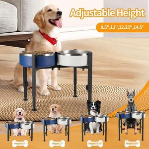 Tek köpek kase standı köpek maması standı ayarlanabilir yükseklik: 8.5 "-14.5" <span class=keywords><strong>Metal</strong></span> yükseltilmiş köpek kase tutucu - Product Image 4