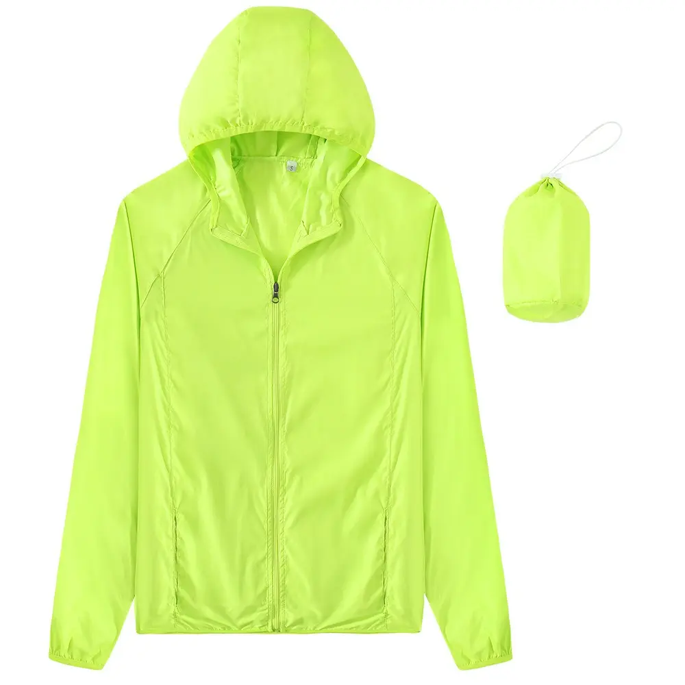 Spring Men Women Lightweight Coat Quick Dry Sport Running Outdoor Hiking Rain Zip Waterproof Unisex Windbreaker Jacket with Hood