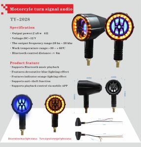 Système de haut-parleurs de clignotants. Clignotant de moto universel avec haut-parleur <span class=keywords><strong>Bluetooth</strong></span> et antivol - Product Image 1