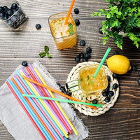 Pailles colorées biodégradables personnalisées imprimées Cocktail Bubble Tea Boba emballées individuellement Vente en gros