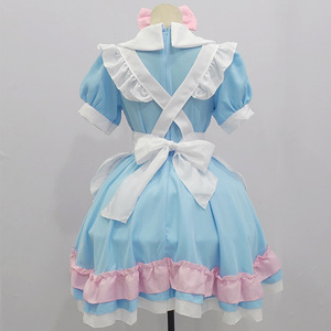 Vestido de diseño original para día lluvioso con estampado floral, con delantal y lazo, estilo Lolita, uniforme escolar en colores dulces. - Product Image 4