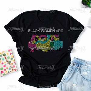 Le donne nere fissano a caldo il ferro sul motivo Bling Hot fix la storia nera Hotfix il trasferimento di strass termico - Product Image 1