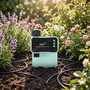 Válvula de Riego por Goteo Inalámbrica con WiFi y Energía Solar, Temporizador Inteligente con Control Remoto, de Plástico y Cobre para Jardinería - Product Image 1