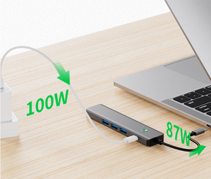 USB C Hub 5 1 Type C <strong>Adapter</strong> for MacBook <strong>Notebook</strong> Laptop 4K HD Screen-on/off Button 100W Fast Charge PD USB 3.0 Interface Stock - Product Image 5
