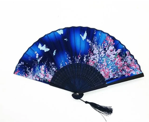 Personalized Customized Bamboo <b>Frame</b> Silk Folding Fan for Promotional Gift Fan With Tassels - Product Image 6