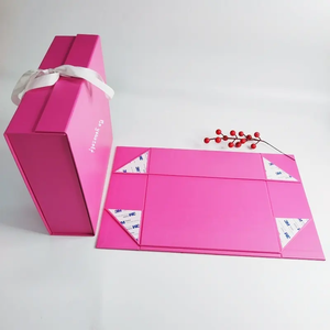 กล่องแม่เห<span class=keywords><strong>ล</strong></span>็กแข็งพับได้พร้อมริบบิ้น<span class=keywords><strong>สี</strong></span>ชมพูสำหรับบรรจุภัณฑ์เครื่องสำอาง - Product Image 3