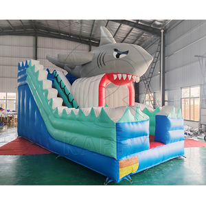 New Design Shark Theme Chateau Gonflable Outdoor Castle Inflatable Dry Slide Colorful Shark Blue Inflatable Slides for Kids - Product Image 4