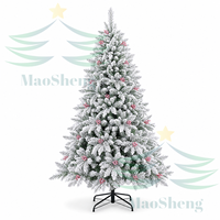 Arbre de Noël artificiel MaoSheng de haute qualité avec base, lumières LED, en PE/PVC, effet cèdre, neige artificielle, fournisseur personnalisé