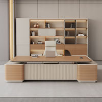Bureau de direction moderne de luxe en forme de L, design assis-debout avec tiroirs de rangement, mobilier de bureau