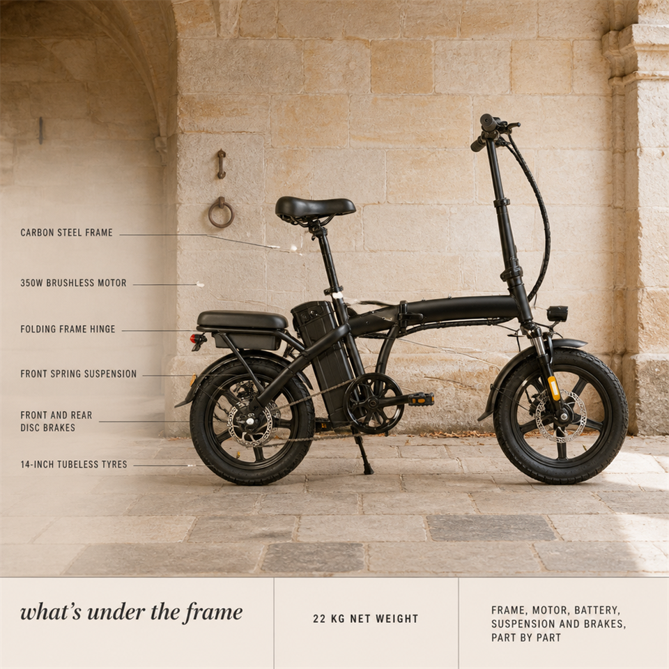 350W Folding Electric Bike 14 Inch 48KM/H Top Speed 30-35KM Range 7.8Ah ...