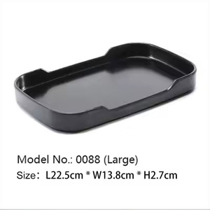 Assiettes en plastique de restaurant en mélamine rectangulaire noire plateau de service de plat de poisson durable BBQ empilable <span class=keywords><strong>Promo</strong></span> Camping coloré - Product Image 4