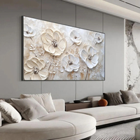 Peinture à l'huile moderne Fleur Blanche faite à la main, texture épaisse, couteau à palette, art mural 3D sur toile pour salon