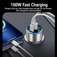 Chargeur de voiture USB C TKT 100W, 3 ports PD 3.1A, charge rapide, adaptateur en métal avec LED pour iPhone Samsung QC 3.0 Type C, double port USB
