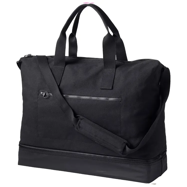 Bolsa de lona de algodón con correa para equipaje, bolso de viaje de 24,5 pulgadas, para gimnasio, con bolsillo para garaje y zapatos